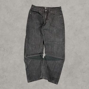 Rocawear Jeans Men 38x32 Black Y2K Embroidered Grunge Hip Hop Baggy Y2K Wide-Leg